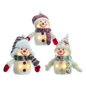 Decoris LED Assorted Plush Snowman Indoor Christmas Decor 5.91 in.