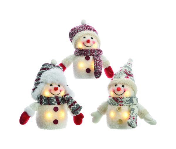 Decoris LED Assorted Plush Snowman Indoor Christmas Decor 5.91 in.