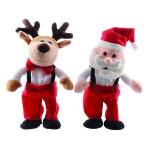 Decoris Red/White Dancing Reindeer or Santa Indoor Christmas Decor 12.6 in.