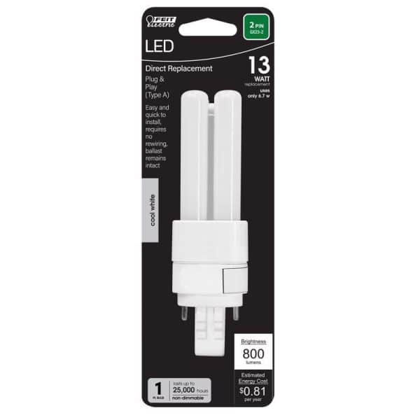 Feit Electric PL G24Q-1 4 Pin LED Light Bulb Cool White 13 Watt Equivalence 1 pk