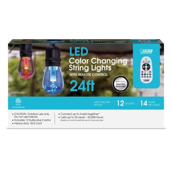 Feit Electric LED String Lights Multicolored 24 ft. 12 lights