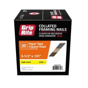 Grip-Rite 3-1/2 in. Angled Strip Bright Framing Nails 30 deg 2000 pk
