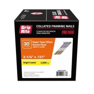 Grip-Rite 3-1/4 in. Angled Strip Bright Framing Nails 30 deg 2000 pk