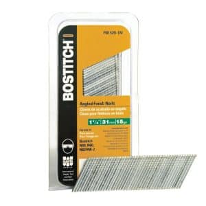 Bostitch 1-1/4 in. 15 Ga. Angled Strip Coated Finish Nails 1,000 pk