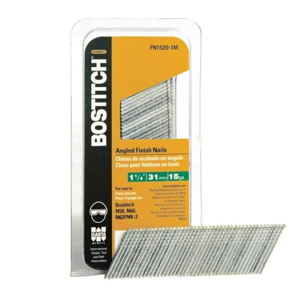 Bostitch 1-1/4 in. 15 Ga. Angled Strip Coated Finish Nails 1,000 pk