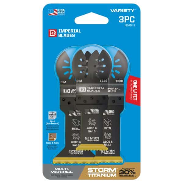Imperial Blades One Fit Titanium-Coated Bi-Metal Storm Oscillating Saw Blade Set Multi-Material 3 pc