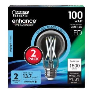 Feit Electric A21 E26 (Medium) Filament LED Bulb Soft White 100 Watt Equivalence 2 pk