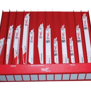 Milwaukee 4.32 in. H X 18.32 in. W X 0.01 in. L Red Bulk Sawzall Blade Display Bin Cardboard