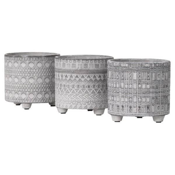 Sullivan 5.25 in. H X 5.5 in. W X 5.5 in. D Terracotta Geometric Print Planter Gray