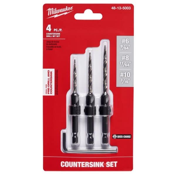 Milwaukee 0.3 in. L High Speed Steel Drill and Countersink Set 3 pc