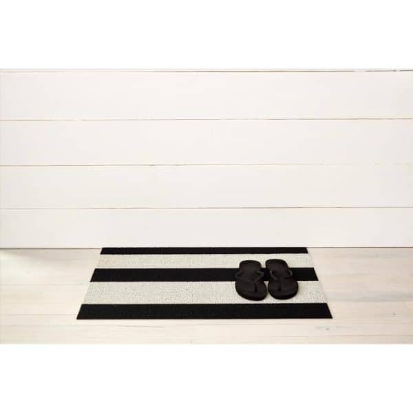 Chilewich 28 in. L X 18 in. W Black/White Bold Stripe Polyester/Vinyl Door Mat