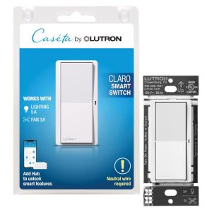 Lutron Caseta 5 amps Single Pole Smart Rocker Switch White 1 pk