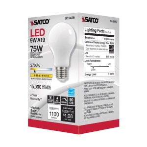 Satco A19 E26 (Medium) LED Bulb Soft White 75 Watt Equivalence 1 pk